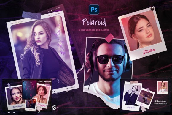Cinematic Polaroid Photo Templates with Double Light Effects