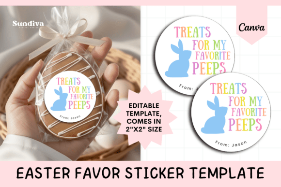 Easter Treat Round Sticker Template 3: Festive, Editable, and Ready