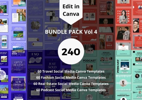 Elevate Your Brand with 240 Social Media Canva Templates