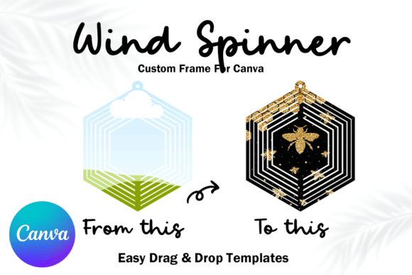 Hexagon Wind Spinner Canva Frame: Editable Design Asset
