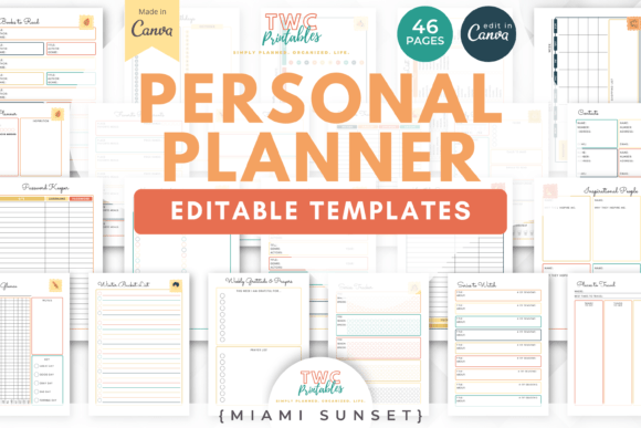 Personal Planner Canva Templates | MIAMI: Organize Your Life