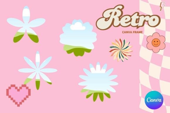 Retro Flower Canva Frame Add Photo_1: Instant Vintage Charm