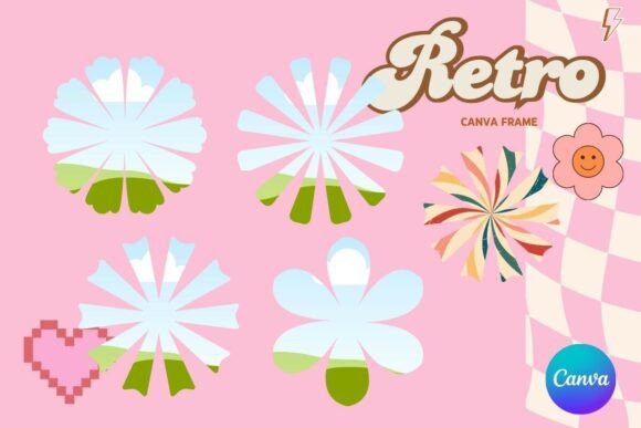 Retro Flower Canva Frame Add Photo_19: Vintage Flair for Modern Creators