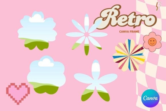 Retro Flower Canva Frame Add Photo_2: Your Go-To for Nostalgic Design