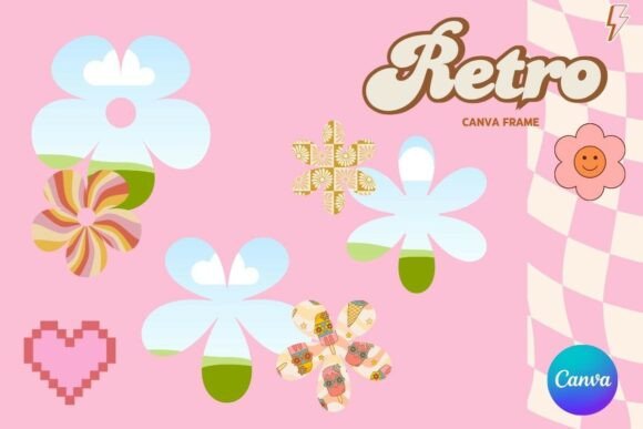 Retro Flower Canva Frame: Vintage Charm for Modern Photos