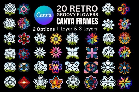 Retro Groovy Flowers Canva Frames: Vintage Charm Meets Digital Ease